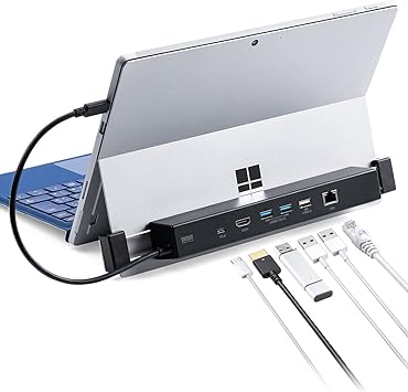 サンワダイレクト ドッキングステーション Surface Pro8 /Pro7 /Pro7 Plus/Pro X/Go 3 / Go 2 /Go専用 HDMI USB×3ポート 有線LAN PD100W 400-HUB039BK3