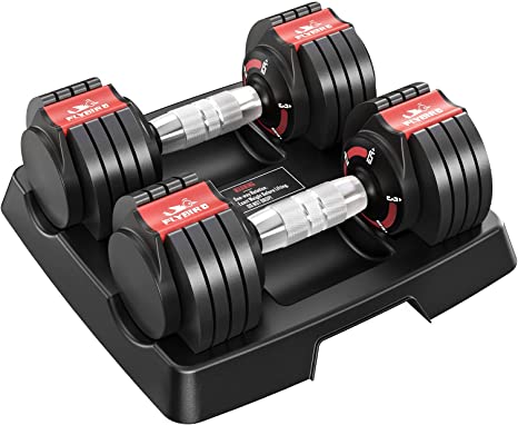 FLYBIRD Adjustable Dumbbells,15LB Dumbbell Set for Home Gym Exercise & Fitness, Fast Change Weights with Anti-Slip Metal Handle, Strength Training Equipment for Full Body Workout Suitable Men/Women(Set of 2)