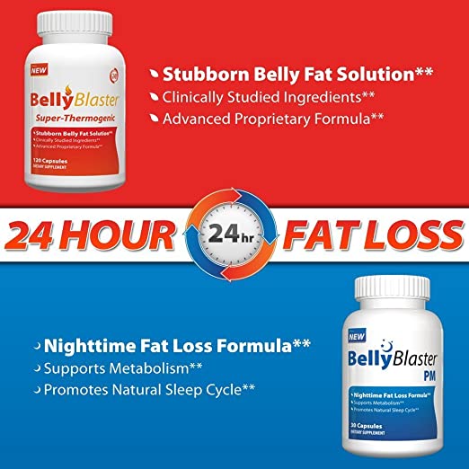Belly Blaster Diet Kit-24hr Weight That Last, Includes Belly Blaster AM Fat Burner 120 Capsules and Belly Blaster PM Night Time Sleep Aid and Weight Loss Formula, 30 Day Supply, Boost Metabolism, Calories and Burn Belly Fat All Day Long, (Curb Appetite To Prevent Holiday Overeating)