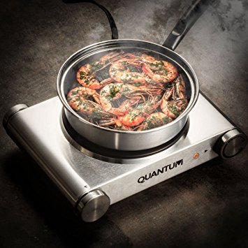 FortheChef Quantum Single Stainless Steel Silver Countertop Electric Burner, 1500W
