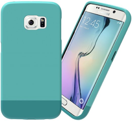 Samsung Galaxy S6 Edge Case Stalion Slider Series Matte-UV Textured Sliding Style Protective Hard Case TealSplash
