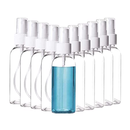 Small Plastic Spray Bottles Refillable - Reusable Clear Empty Travel Size Sprayer Bottles with Atomizer Pumps for Cleaning Essential Oils Perfumes