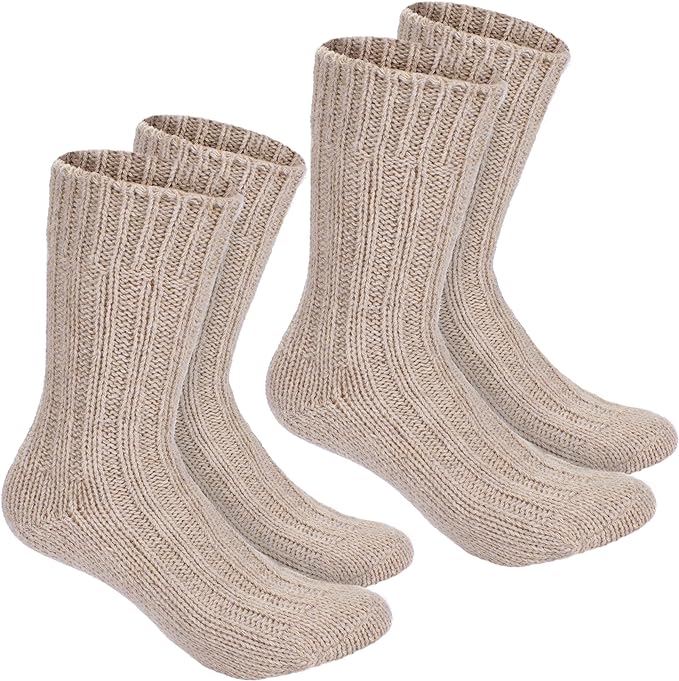 BRUBAKER 2 Pairs Unisex Alpaca Wool Socks - Thick Winter Socks for Men or Women - 100% Alpaca Premium Thermal Warm Boot Socks