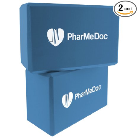 PharMeDoc 2 Pack Yoga Blocks – Pilates Exercise Foam Bricks - Yoga Accessories Stability & Balance Support