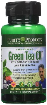 Purity Products - Green Tea CR Green Tea  Curcumin  Resveratrol - 60 Vegetarian Capsules - 30 Day Supply