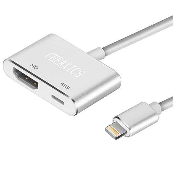 Lightning to HDMI,Iphone to HDMI, Ipad HDMI Adapter,Ipad Accessories Projector,Lightning HDMI Adapter Lightning Digital AV Adapter for iPhone X,iPhone 8/Plus iPad and Projector (Silver)