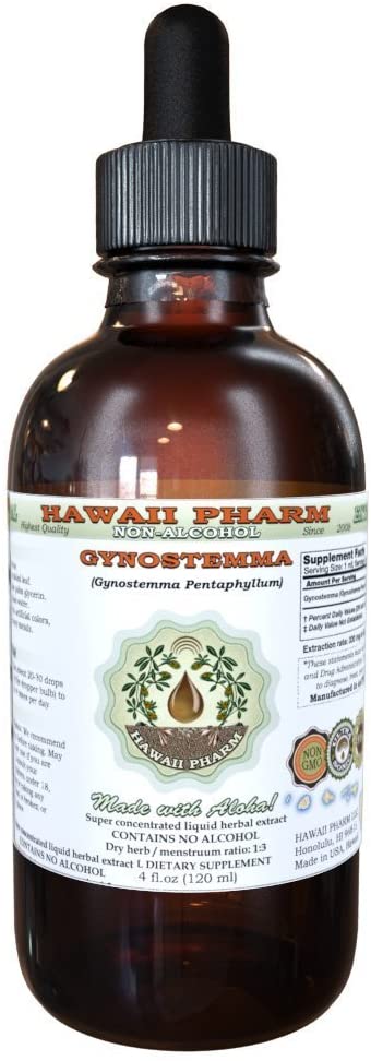 Gynostemma Alcohol-Free Liquid Extract, Gynostemma (Gynostemma Pentaphyllum) Dried Leaf Glycerite Hawaii Pharm Natural Herbal Supplement 4 oz