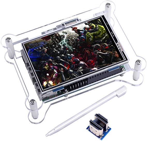 kuman TFT Touch Screen, 3.5 Inch TFT LCD Display Monitor with Protective Case Support All Raspberry Pi System, Video Movie Play, Arcade Game, HDMI Audio Input (3.5 in Raspberry pi Screen)