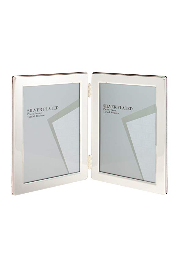 Silver Plated Double Aperture Picture Photo Frame, 8 by 10"