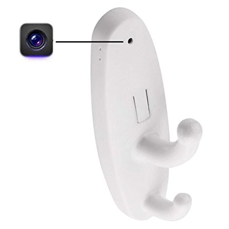 Romhn 8GB Micro SD Card Clothes Hook Hidden Camera for Home Security Video Recorder Motion Activated DVR with Audio Function (white)