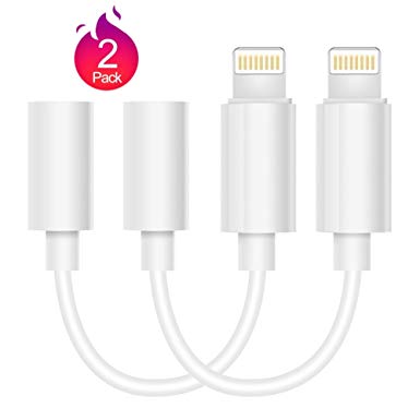 [2 Pack] iPhone Headphone Adapter, L-ghtig to 3.5mm Headphones Jack Adapter Cable Compatible with iPhone 7&8/7&8Plus iPhone X/Xs/XR/XS Max Adapter Headphone Jack and More (iOS 10/ iOS 12) Accessories