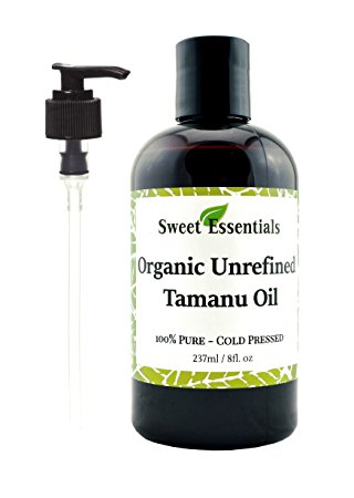 Organic Unrefined Tamanu Oil | 8oz | Imported from Tahiti | 100% Pure | Cold Pressed | Age Spot & Scar Reduction | Acne Prevention & Healing | Moisturizing | Treat & Prevent Eczema and Psoriasis
