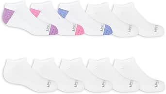 Fruit of the Loom Girls' Everyday No Show Socks (10 Pack)