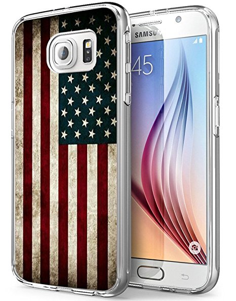S7 Active Flag,Gifun Soft Clear TPU [Anti-Slide] and [Drop Protection] Protective Case Cover for Samsung Galaxy S7 Active W Vintage Americal Flag