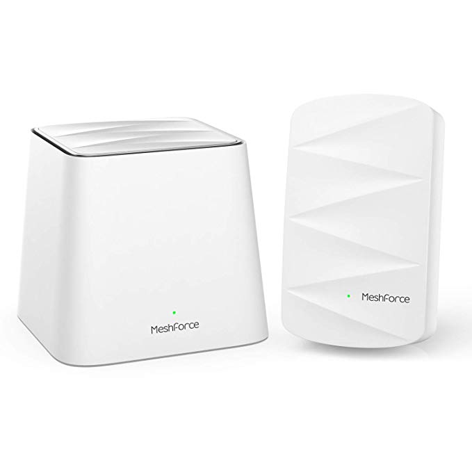 MeshForce Whole Home Mesh WiFi System M3 Suite (1 WiFi Point   1 WiFi Dot) - Dual Band WiFi System Router Replacement and Wall Plug Extenders-High Performance Wireless Coverage for 4  Bedrooms Home