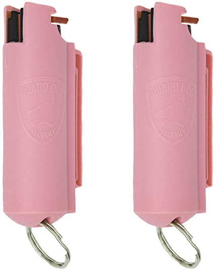 Guard Dog Security Pepper Spray Keychain for Women - Self Defense and Maximum Police Strength - 16-feet Range - Pink 2 Pack