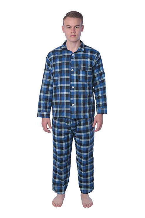 James Fiallo Mens Pajamas Set, 100% Cotton, Comfortable, Non Sweating, All Seasons, Winter, Spring, Fall, Summer.