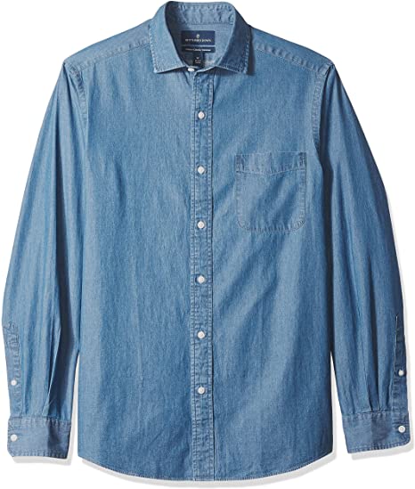 Amazon Brand - Buttoned Down Men's Classic Fit Indigo Denim Cotton Sport Shirt