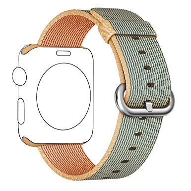 Apple Watch Series 2 Series 1 Woven Nylon band, Aokay Fine Woven Comfortable Durable Nylon Bracelet Strap Replacement Wrist Band for iWatch (42mm-Gold/Royal Blue)