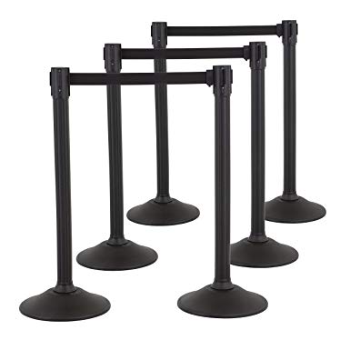 US Weight Sentry Stanchion with 6.5 Foot Retractable Belt – Easy Connect Assembly (6-Pack)