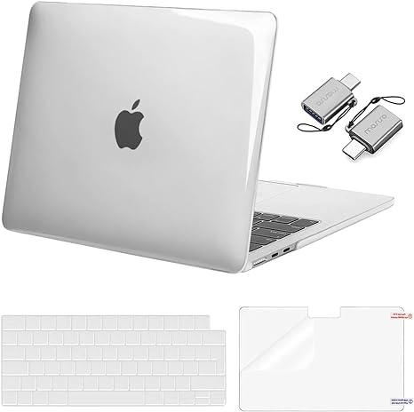 MOSISO Compatible with MacBook Air 13.6 inch Case 2023 2022 M2 A2681 Chip with Liquid Retina Display Touch ID, Plastic Hard Shell&Keyboard Cover&Screen Protector&Type C Adapter 2 Pack, Crystal Clear