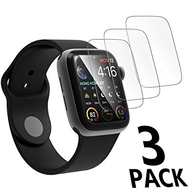 [3-Pack] for Apple Watch Serie 4 44mm Screen Protector,mazdoma[Case Friendly][Ultra HD][Anti-Scratches][Anti-Fingerprint] Tempered Glass Screen Protector Film Compatible for Watch Serie 4 44mm