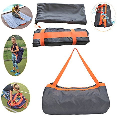 Outdoor Waterproof Travel Bag & Beach Blanket in one,Sunandy Multifunction Sandproof Light Picnic Mat for Beach Carpet Camping Blanket Picnic Pad Storage Bag