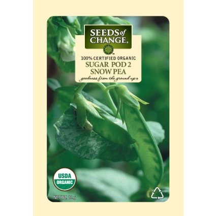 Seeds of Change Certified Organic Pea, Sugar Pod 2 - 12 grams, 50 Seeds Pack
