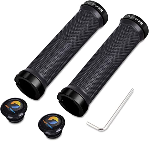 TOPCABIN Bicycle Grips,Double Lock on Locking Bicycle Handlebar Grips Rubber Comfortable Bike Grips for Bicycle Mountain BMX