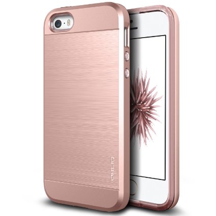 iPhone SE Case, OBLIQ [Slim Meta][Rose Gold][Dual Layer] Slim Fit Metallic Brush Finish Back [Shock Absorbing] TPU Inner Layer for Apple iPhone SE (Compatible with the iPhone 5S/5)