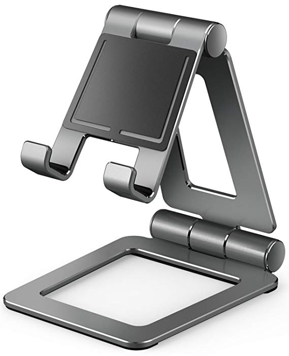 iPad Stand for Tablet Holders Adjustable iPhone Mobile Cell Phone Desk Stands for Nintendo Switch Playstand (A-gray)