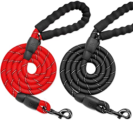 BARKBAY Dog leashes for Large Dogs Rope Leash Heavy Duty Dog Leash with Comfortable Padded Handle and Highly Reflective Threads 5 FT for Small Medium Large Dogs