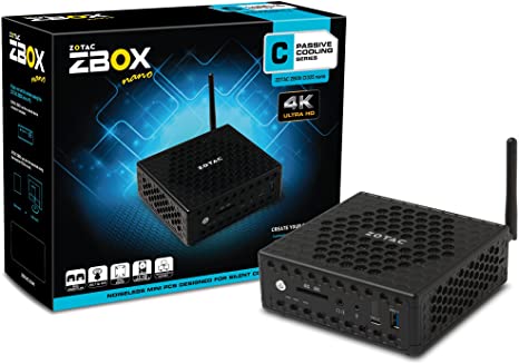 ZOTAC ZBOX-CI325NANO-U Series Nano Fan-Less Mini PC Intel N3160 Quad-Core CPU Silent Performance Barebone System, No SSD, No RAM, No OS