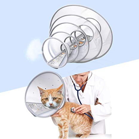 KITAINE Pet Recovery Dog Cones Cat Cones After Surgery, Adjustable Breathable Upgrade Dog Cone Collar with Soft Edge Plastic Comfy Elizabethan E-Collar for Dog Cat Wound Healing