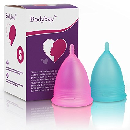 Bodybay menstrual cup with Super Guarantee,Set of 2 with FDA Registered,Feminine Alternative Protection to Cloth Sanitary Napkins - Pre Childbirth Small Size