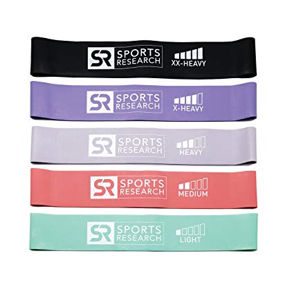 Sports Research Resistance Bands | Workout Mini Loop Bands for Home Fitness, Stretching, Physical Therapy, Yoga and More! | Includes Free Mesh Carrying Bag