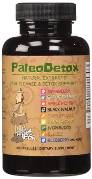 PaleoDetox - Parasite Detox and Natural Herbal Cleanse - Wormwood Cranberry Garlic Black Walnut Hull and 12 More Natural Ingredients