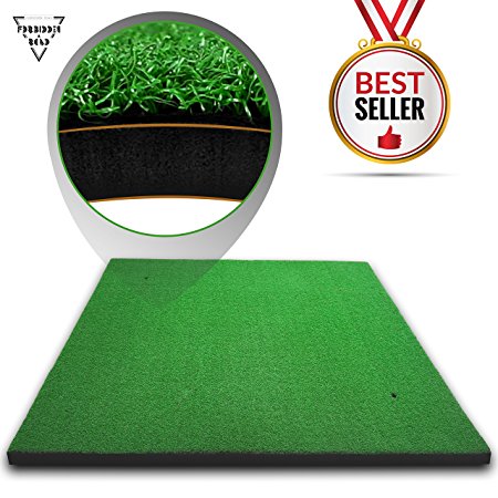 Forbidden Road Golf Practice Hitting Grass Mat (5ft x 3ft) With 2 Golf Tee Holes Rough Indoor Backyard Golf Pad Residential Golf Hitting Mat for Golf Swing Practice Training Putter Balls