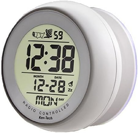 Atomic Bathroom Digital Alarm Clock With suction cup White