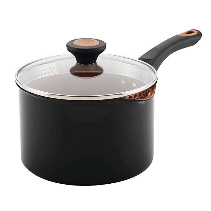 Farberware 10655 3-Qt. Straining Aluminum Saucepan 3 Quart Black