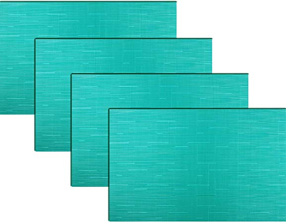pigchcy Placemats,Durable Placemats for Dining Table,Washable Woven Vinyl Kitchen Placemats Set of 4(18"X12",Dark Turquoise)