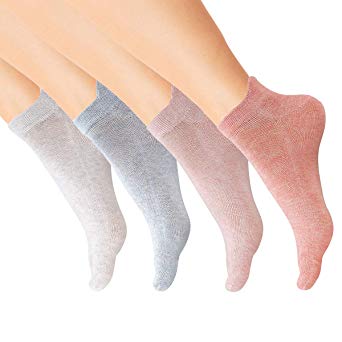 Women's Toe Socks 5 Fingers No Show Cotton Mesh Wicking Athletic Running walking Socks 4 Pack By Cosfash