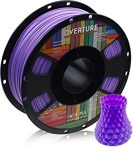 OVERTURE PLA Matte Filament 1.75mm, Matte PLA Roll 1kg Spool (2.2lbs), Dimensional Accuracy  /- 0.05 mm, Fit Most FDM Printer (Purple)