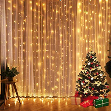 Longans Fairy Curtain Lights, Fun Outdoor Festoon Lighting,8 Modes LED Curtain Strips Icicle String Lights for Bedroom Party Indoor Outdoor Garden Wall Wedding Christmas Xmas Decorations (Warm White)
