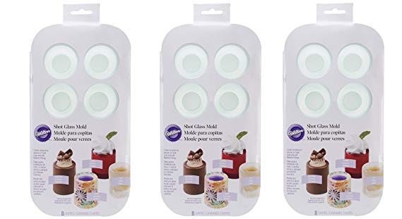 3 X Wilton 570-0118 8 Cavity Round Silicone Shot Mold, Green