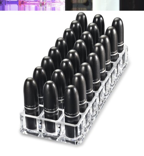 Acrylic Lipstick Organizer & Beauty Container 24 Space Storage byAlegoryTM (Clear)