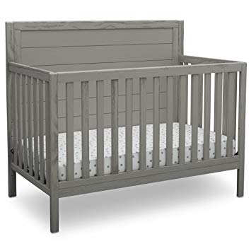 Delta Children Farmhouse 4-in-1 Convertible Baby Crib, Rustic Haze (Grey)