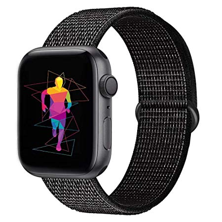 INTENY Sport Band Compatible with Apple Watch 38mm 40mm 42mm 44mm, Soft Lightweight Breathable Nylon Sport Loop, Strap Replacement for iWatch Series 4, Series 3, Series 2, Series 1