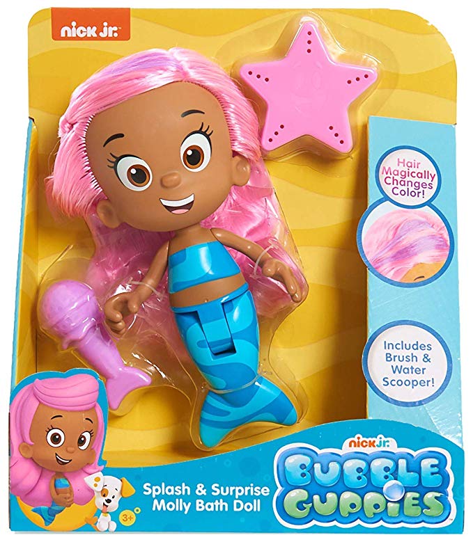 Nick Jr. - Bubble Guppies Splash & Surprise Molly Bath Doll - Hair Magically Changes Colors, Includes Brush & Water Scooper!