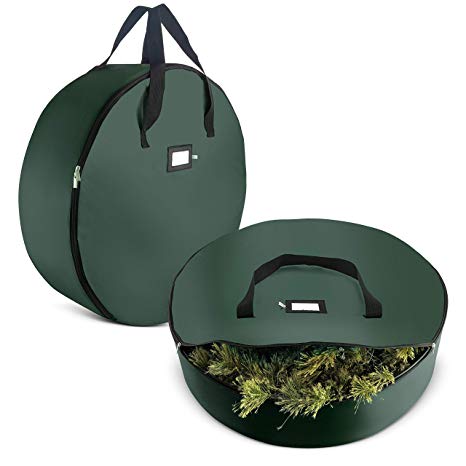 2-Pack Christmas Wreath Storage Bag 30" - Artificial Wreaths, Durable Handles, Dual Zipper & Card Slot, Holiday Xmas Tear Resistant Storage Container 420D Oxford Fabric